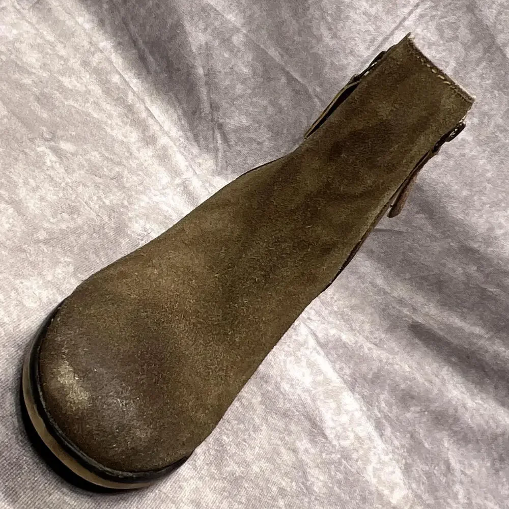 Roan Lina Boots Womens 7.5 Brown Leather Ankle Side Zip Block Heel Casual